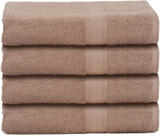 Casa Lino 100% Cotton Hand Towels for Bathroom - Soft, Highly Absorbent & Quick Dry Kitchen Towels - Gym Towel Set - Travel Towel Set - 24" x 16" - Pack of 4 - (Brown)