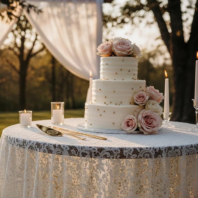 4 Piece Wedding Cake Cutting Set, Knife and Server with Forks, Elegant Wedding Cake Knife and Server Set for Bride and Groom(Gold)