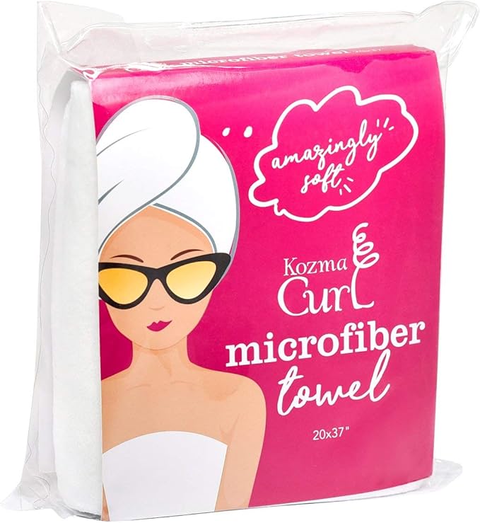 Kozma Curl Microfiber Hair Towel 20 x 37 | Anti-Frizz Microfiber Towel for Curly Hair | Super Soft Absorbent Hair Wrap Turban | Fast Drying Gentle Alternative to Cotton