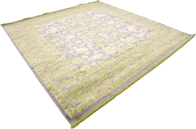 Unique Loom Traditional Classic Intricate Design Distressed Vintage Detail, Area Rug, 8' 0" x 8' 0", Light Green/Gray