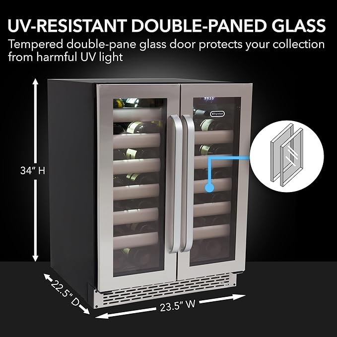 Whynter BWR-401DS Elite 40-Bottle Seamless Stainless Steel Door Dual Zone Built-in Wine Refrigerator