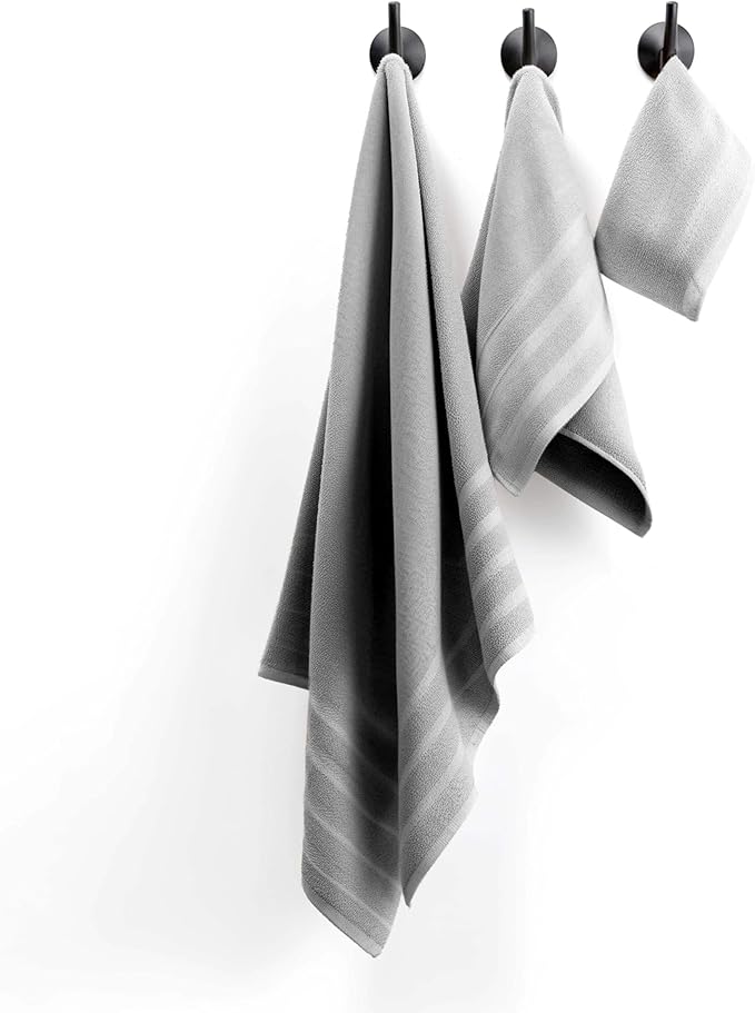 Hearth & Harbor Bath Towels for Bathroom - 100% Ring Spun Cotton Luxury Bathroom Towels - Soft & Highly Absorbent Bath Towels Set, 6 Piece Set, Light Gray