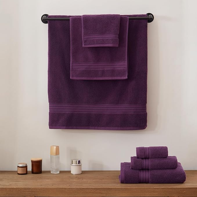 COZYART Purple Hand Towels for Bathroom 4 Pcs, 13x30 Cotton Guest Hands Towel Set Super Soft Highly Absorbent Durable 650 GSM for Daily Use