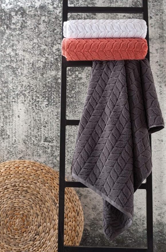 Turkish Cotton Ultra-Soft Plush Absorbent Quick Dry Bathroom Towel Set, Made in Turkey (Gray, 4 Pcs Hand Towel Set)