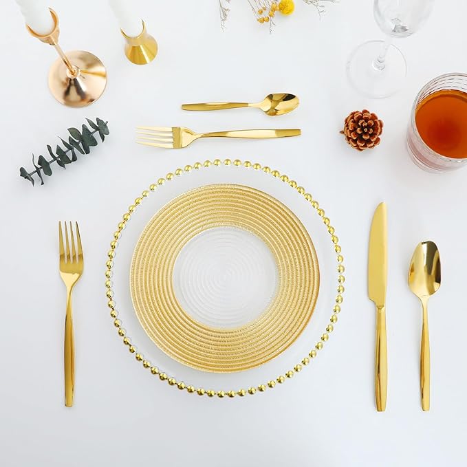 Gold 40-Piece Silverware Set,Stainless Steel Flatware Utensils Cutlery Set for 8,Including Steak Knife Fork and Spoon,Dishwasher Safe,Modern Tableware for Home & Dining