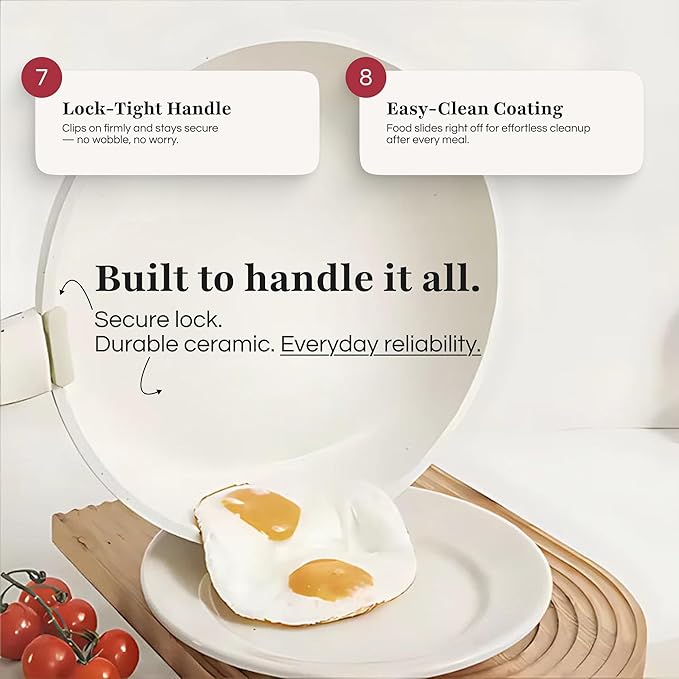 GOURMETIFIC® Pots and Pans Cookware Set [11 PIECES] - Non Toxic Ceramic Coated Cooking Ware - Induction, Gas & Oven Kitchenware - Non Stick Pot & Pan with Removable Handles & Stackable (Blush Pink)