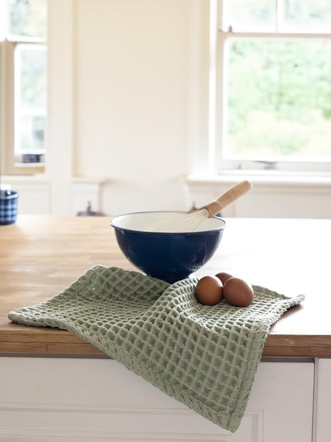 Waffle Washcloths Set of 8 Sage Green - Premium Quality 100% Turkish Cotton Face Washcloth, Soft Makeup Towel, Shower Cloth, Kitchen Towel (Sage, Set of 8 Washcloths)