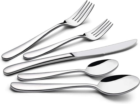 LIANYU 40-Piece Heavy Duty Silverware Set, Stainless Steel Flatware Cutlery Set for 8, Heavy Weight Eating Utensils Tableware, Mirror Polished, Dishwasher Safe