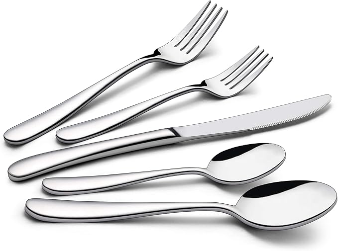 LIANYU 60-Piece Heavy Duty Silverware Set, Stainless Steel Flatware Cutlery Set for 12, Heavy Weight Eating Utensils Tableware, Mirror Finished, Dishwasher Safe