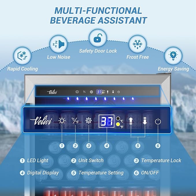 24 Inch Beverage Refrigerator, 210 Cans Under Counter Beverage Cooler, 24" Space Built-In Beer and Drink Fridge with Glass Door for Soda, Water, and Milk - For Kitchen, Bar or Office