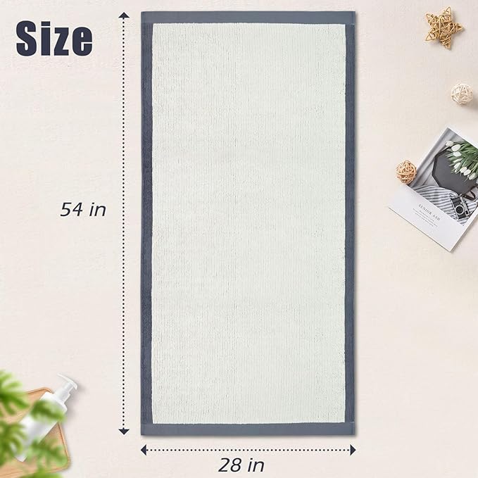 Cleanbear Bath Towels Set of 2, Silver-Gray, 520 GSM Luxury Shower Towels for Bathroom, Highly Absorbent 100% Cotton Terry Loops, 54 x 28 Inches with Individual Textured Lines