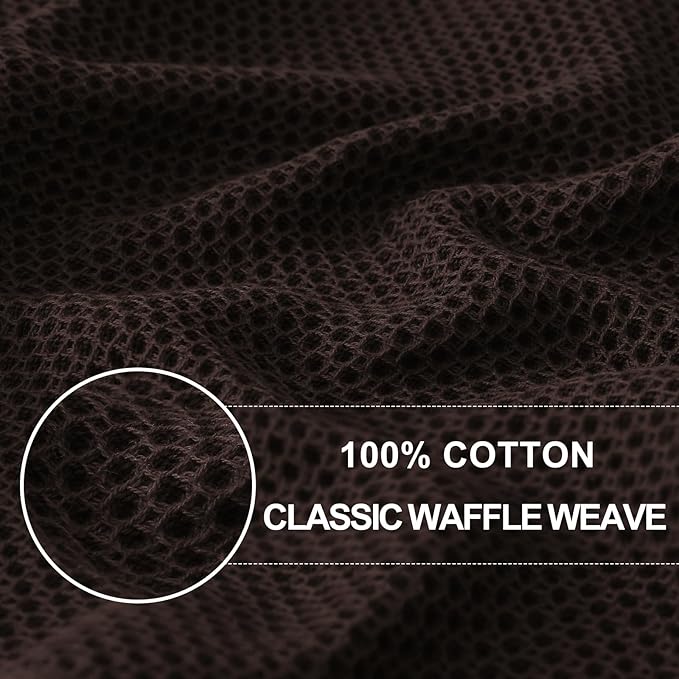 Homaxy 100% Cotton Waffle Weave Kitchen Dish Cloths, Ultra Soft Absorbent Quick Drying Dish Towels, 12 x 12 Inches, 12-Pack, Dark Brown