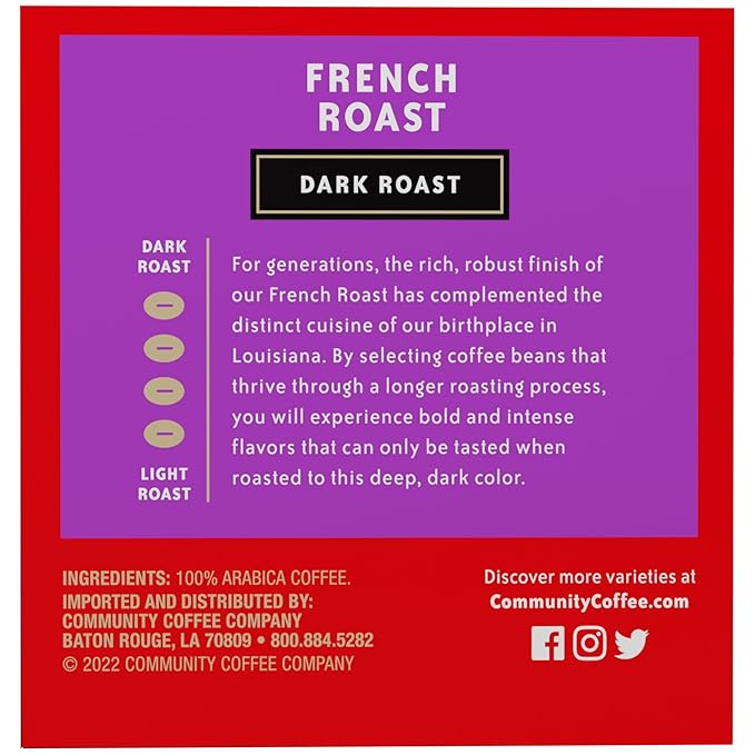 Community Coffee French Roast 12 Count Coffee Pods, Extra Dark Roast, Compatible with Keurig 2.0 K-cup Brewers, 12 Count (Pack of 1)