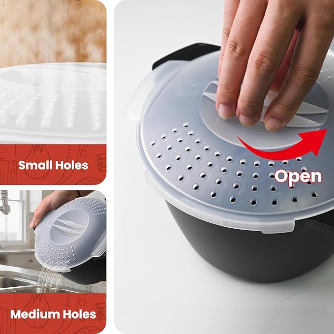 Small Microwave Cookware Steamer 1 Quart - AJXX Micro Cookware Vegetable Steamer for Cooking, Microwave Cooker with Food Container, Removable Filter and Lockab - BPA Free, Dishwasher Safe