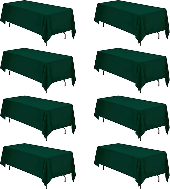 BRILLMAX 8 Pack Hunter Green Tablecloths 70 x 120 Inch for 6ft or 8ft Rectangle Tables - Rectangular Bulk Linen Polyester Fabric Washable Cloth Cover for Wedding Reception Banquet Birthday Party
