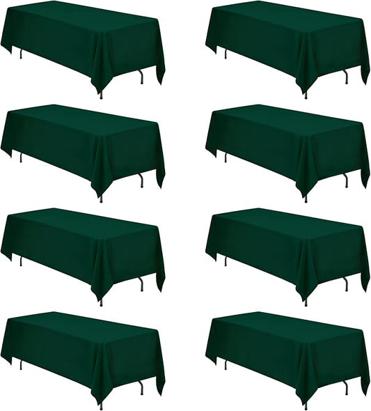 BRILLMAX 8 Pack Hunter Green Tablecloths 70 x 120 Inch for 6ft or 8ft Rectangle Tables - Rectangular Bulk Linen Polyester Fabric Washable Cloth Cover for Wedding Reception Banquet Birthday Party