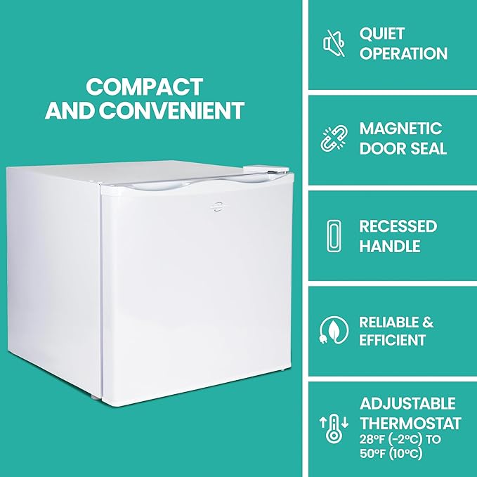 Koolatron Upright Deep freezer - 1 wired shelf, Garage Ready, Meat Storage, Manual Defrost, Space Saving, Congelador For Home, Apartment, Basement, Dorm, Room, 1.2 Cubic Feet Capacity White