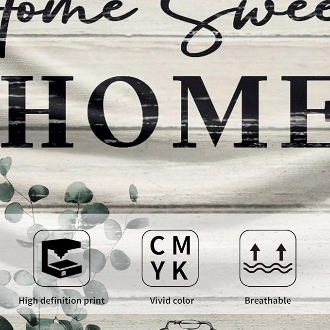 Imiss Home Sweet Home Hand Towels Set of 2 - Green Leaves Bathroom Towel 14.4 x 28.3 Inch Vintage Style Bathtub Kitchen Dishcloth Farmhouse Fingertip Towel for Gym Yoga Spa Bathroom