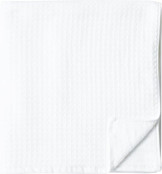 UCHINO Waffle Twist Cotton Weave Bath Towel for Bathroom Lightweight Absorbent Quick Dry Honeycomb Texture Solid Terry Loop Reverse 30" x 60", 1 Bath Towel, White