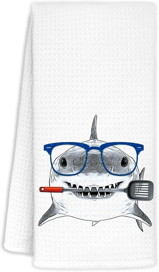 Shark Hand Towels,Kitchen Decor,Beach Towels,Coastal Beach Kids Bathroom Decor,Funny Shark Lovers Gifts 16x24 Inch