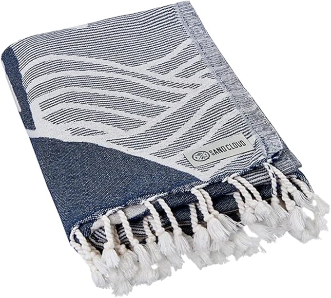 Sand Cloud Turkish Beach Towel - Sand Free - 100% Organic Turkish Cotton Yarn - Quick Dry Towel for Beach, Picnic, Blanket or Bath Towel - As Seen on Shark Tank - Marine Life (Mystical Whale)