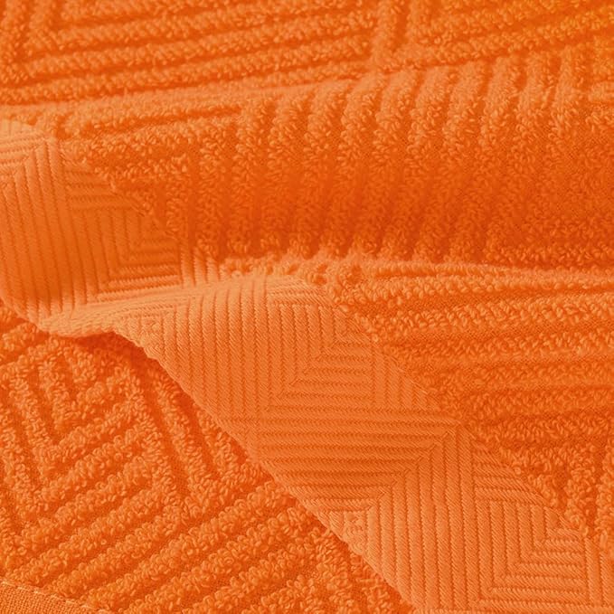 sense gnosis Super Soft Orange Washcloths Terry Striped Weave Pattern Ultra Absorbent 100% Cotton Washcloth for Home Bathroom Kitchen 13 X 13 Inch, 6 Pieces