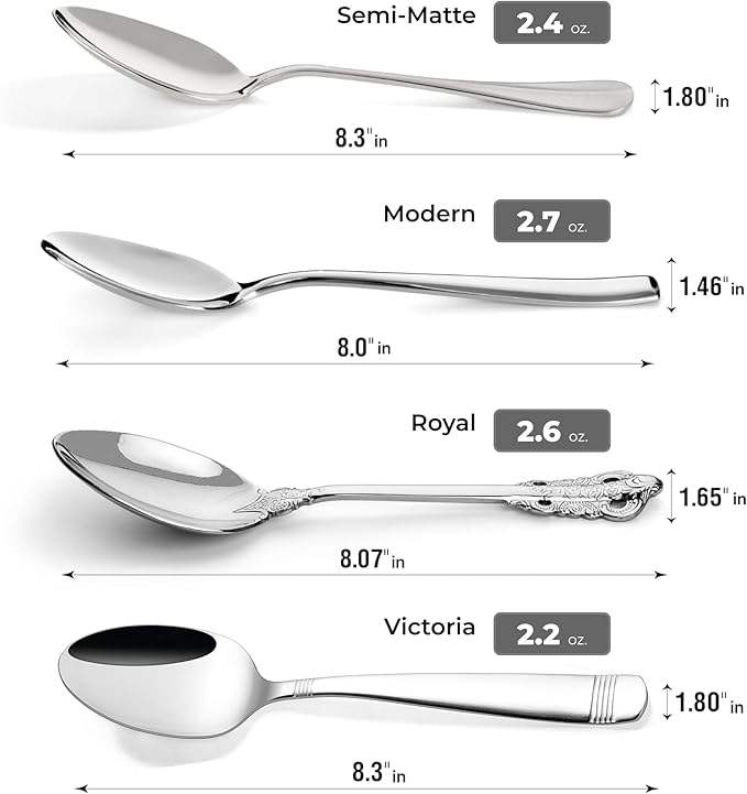 Elegant Design Flatware, Silverware Set for 8 persons, 40 Piece - Spoons, Forks, and Knives 18/10 Stainless Steel, Dishwasher Safe