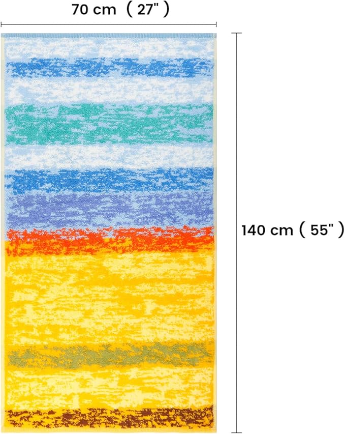 SEMAXE Luxury Bath Towel for Bathroom, 100% Cotton Towel with Hanging Loop, Soft & Absorbent, Gift Box Packaging, 55" L x 27" W,Colorful Towel Wheat Field