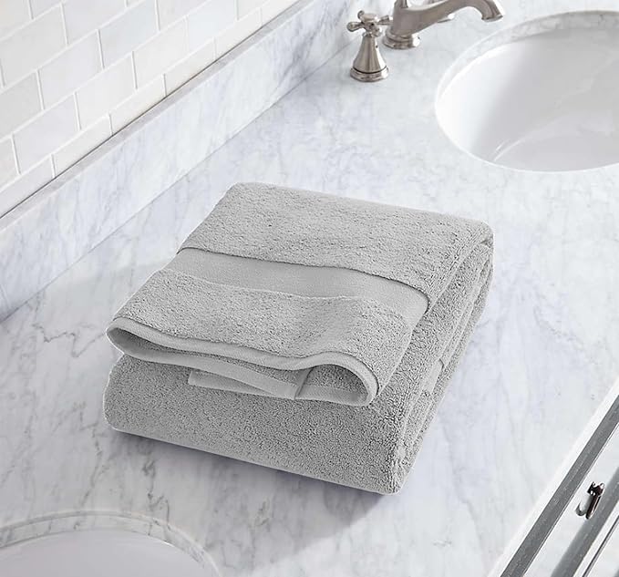 Delara 100% Organic Cotton Towels 650 GSM Plush Feather Touch Quick Dry Towel, 6-Piece Towel Set GOTS Certified, Oeko-Tex Green Certified, 1 Bath Towel, 1 Bath Sheet, 2 Hand Towels & 2 Wash Cloths