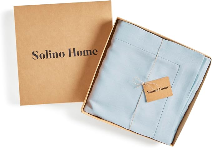 Solino Home Linen Tablecloth 60 x 108 Inch - 100% Pure Linen Ice Water Table Cloth for Rectangle Tables - Fete, Machine Washable Tablecloth for Holiday, New Year