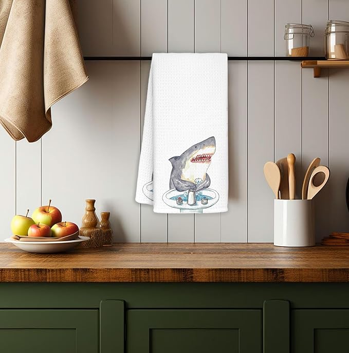 Shark Hand Towels,Toddler Bathroom Decor,Beach Towels,Coastal Beach Kids Bathroom Decor,Funny Shark Lovers Gifts 16x24 Inch