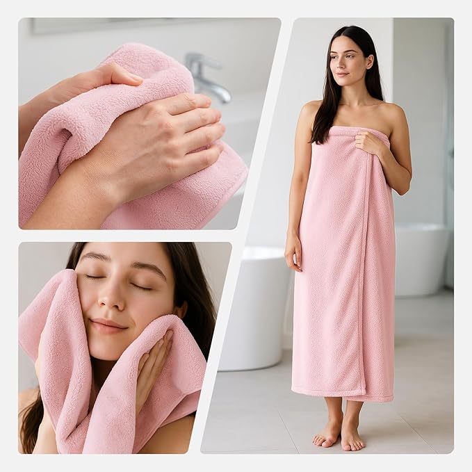 REDKISS Bath Towels Set of 6 - Oversized Bath Sheets (70 x35 in), 670GSM Ultra Soft & Highly Absorbent, Quick Dry Pink Towel Sets for Bathroom, Spa, Hotel, Gym