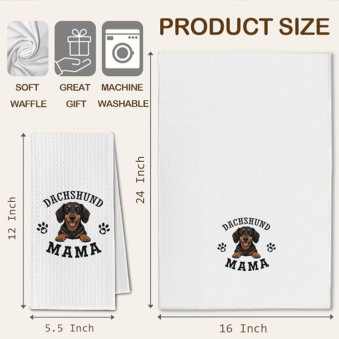 Dachshund Kitchen Towels, Weenie Dog Mama Gifts for Women & Dogs Moms, Dog Lover Gifts Decorative Hand Towels for Bathroom, 16x24 Inch