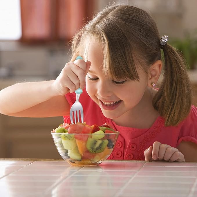 12 Pieces Toddler Utensils Toddler Forks and Spoons, Kids Silverware Stainless Steel Childrens Safe Cutlery Set for Self Feeding, Dishwasher Safe