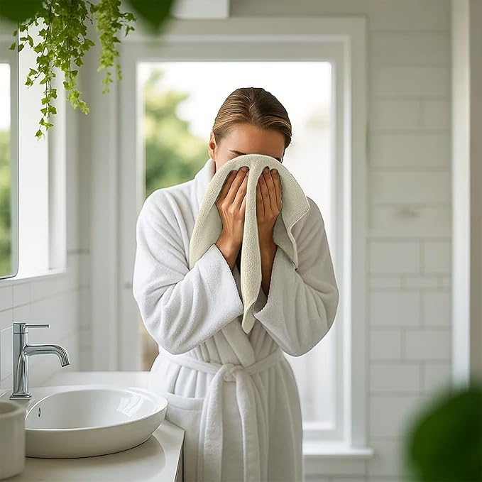 RIVERSIDE 12 Pack Washcloths - 12x12 Inches, 400 GSM, 100% Ring-Spun Cotton - Soft, Absorbent & Durable Face and Body Towels - for Bathroom, Spa, Gym, Makeup Removal & Everyday Use - Cannoli Cream