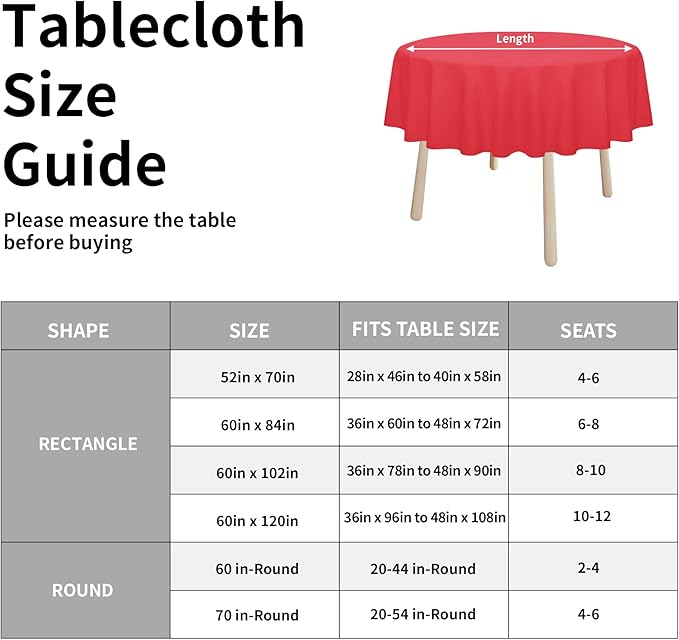 Easy-Going Faux Linen Waterproof Spill-Proof Tablecloth Stain Resistant Round Table Cloth Wrinkle Free Decorative Fabric for Kitchen, Dining, Party, Weddings, Restaurants (70 in-Round, Red)
