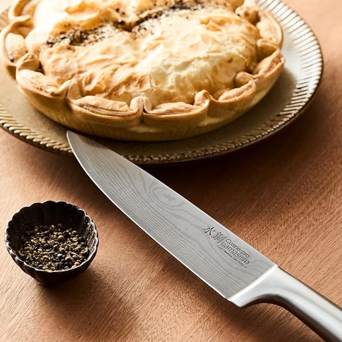 Cuisine::pro Damashiro Knife Block (Kumi, 7-Piece Chef Knife Set) - Japanese Steel Knife - Magnetic Knife Block- Damascus-Inspired Blade Kitchen Knives