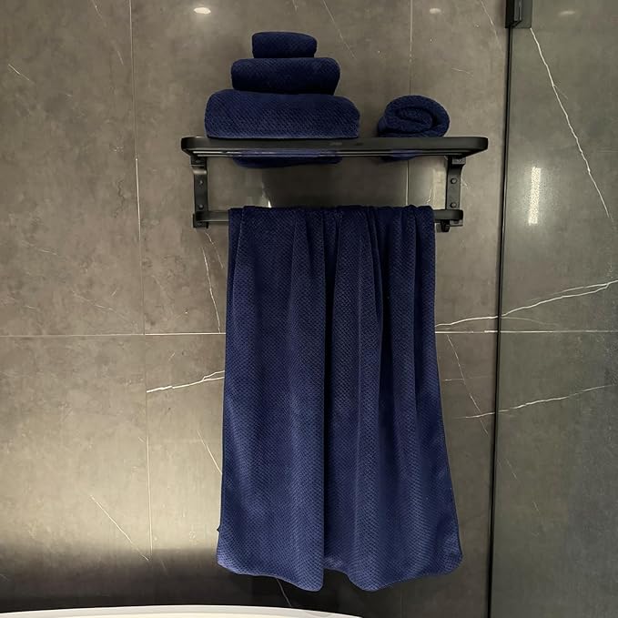 Oversized Bath Towels Extra Large 40x80 Inches Bath Sheets for Adults Super Soft Quick Dry Highly Absobent Microfiber Shower Towels (6 Piece,Navy Blue)