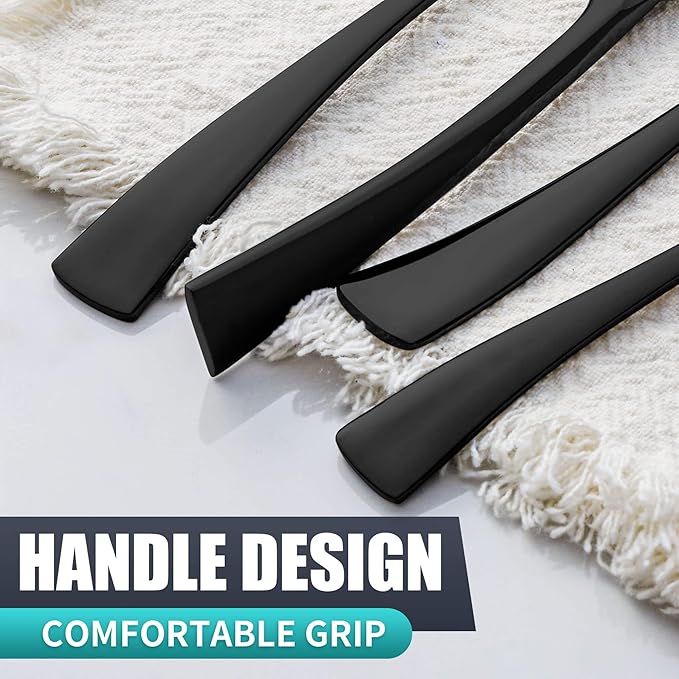 20 Pieces Black Silverware Set Service for 4,Modern 18/10 Stainless Steel Flatware Cutlery Set,Utensil Set for Home Restaurant Hotel,Mirror Polished,Dishwasher Safe