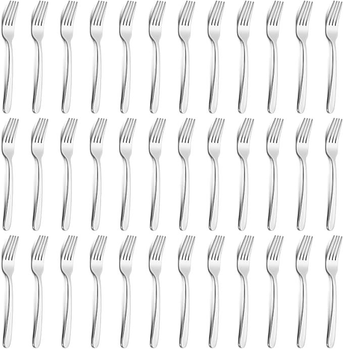 Pleafind 36-Pcs Salad Forks Set (7.1 inch), Stainless Steel Flatware Forks Silverware, Mirror Polished Dessert Forks Bulk Set, Small Metal Forks for Home, Kitchen, Restaurant, Dishwasher Safe