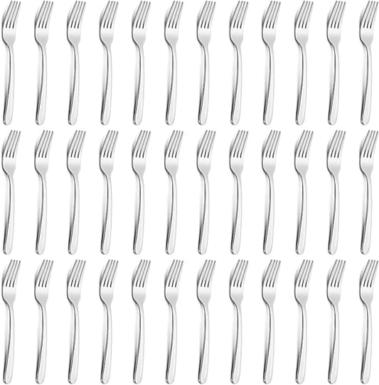 Pleafind 36-Pcs Salad Forks Set (7.1 inch), Stainless Steel Flatware Forks Silverware, Mirror Polished Dessert Forks Bulk Set, Small Metal Forks for Home, Kitchen, Restaurant, Dishwasher Safe