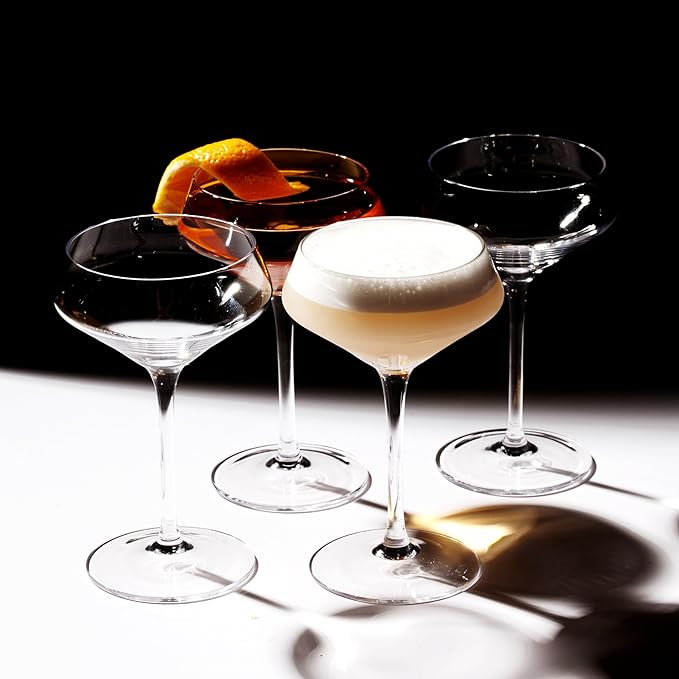 LEMONSODA Hand Blown/Nick And Nora Classic Martini Glasses Manhattan, Cosmopolitan, Espresso Martini, Lemon Drop, Dirty Martini - Inspired by 1930's - 50's Cocktail Culture - 6oz/10oz (Set of 2, 6oz)