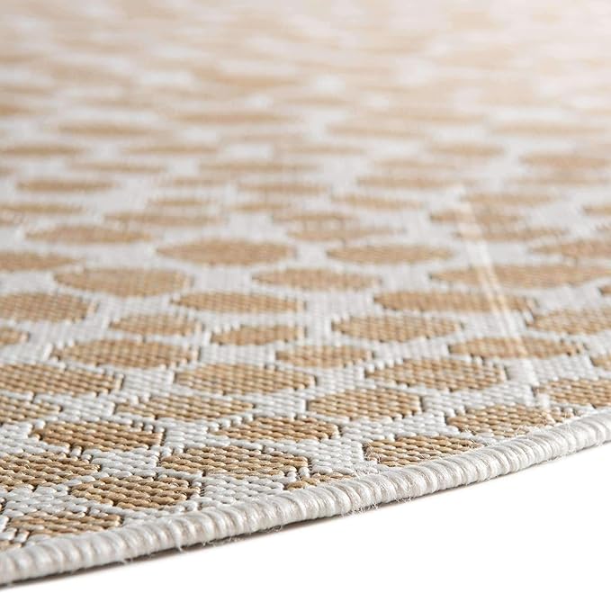 Unique Loom Outdoor Collection Area Rug - Cape Town (6' 7' Round, Dark Beige/ Ivory)