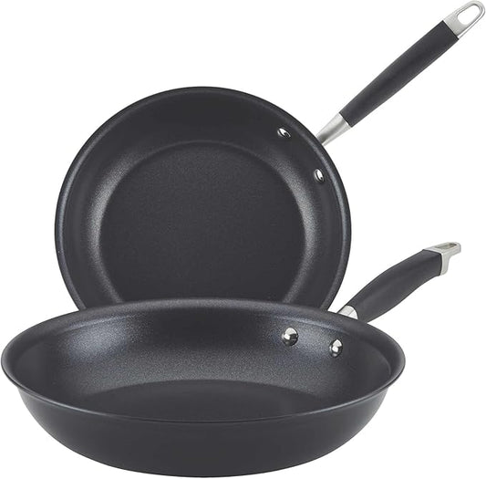Anolon Advanced Home Hard-Anodized Nonstick Skillets (2 Piece Set- 10.25-Inch & 12.75-Inch, Onyx)