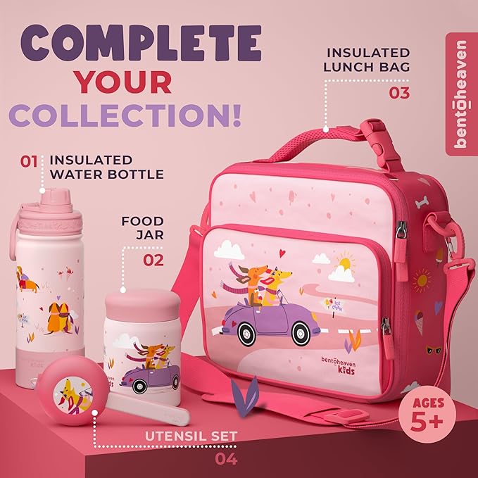 Bentoheaven Kids Travel Utensils with Case, Food-Grade Stainless Steel & BPA-Free Plastic, Travel Kid Cutlery Set, Dishwasher Safe Fork, Spoon & Case, Reusable Flatware, Silverware for Kids(Dachshund)