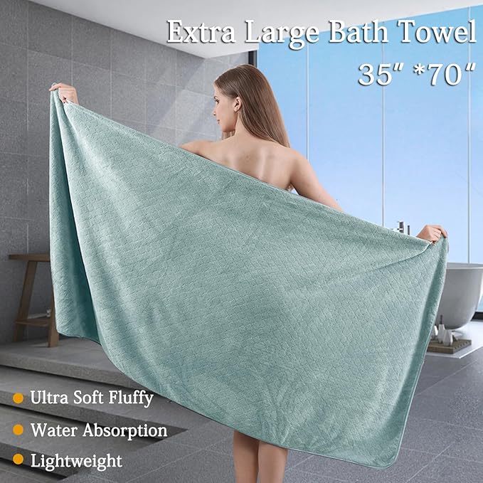 4 Piece Extra Large Bath Towels Set 35x70 Inches - Luxury 600 GSM Oversized Bath Sheet Towel,Ultra Soft Microfiber - Quick Dry,Highly Absorbent Shower Towels Spa Hotel Bathroom Towel Set (Mint Green)