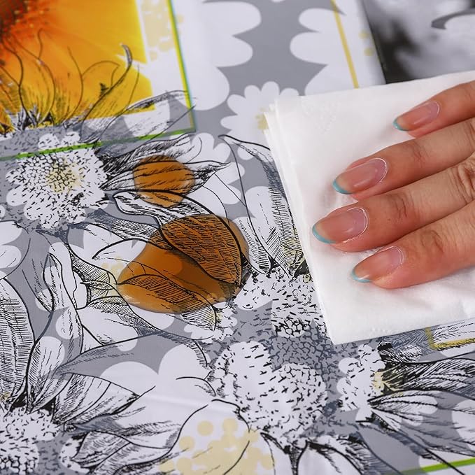 Heavy Duty Vinyl Tablecloth with Flannel Backing Waterproof Oil-Proof Plastic Table Cloth Stain-Resistant Wipeable Rectangle or Square Table Cover for Indoor and Outdoor ( Sunflower, 52X70 Inch)