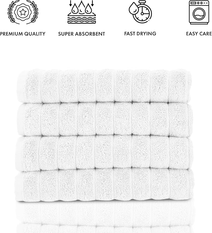Classic Turkish Towels CTT Luxury Hand Towels for Bathroom Set of 4, 100% Turkish Cotton, Quick Dry & Comfy Towels for Hotel & Spa, Highly Absorbent | 20"x32" (White)