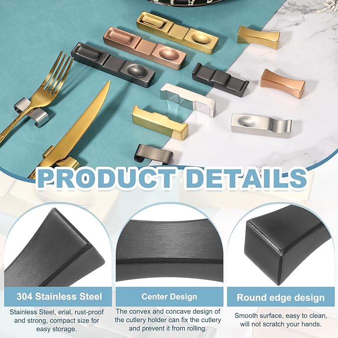 uxcell 2pcs Chopstick Rest, 304 Stainless Steel Chopsticks Holder 2"x0.7"x0.71", Household Tableware Kitchen Tools for Fork Teaspoon, Black