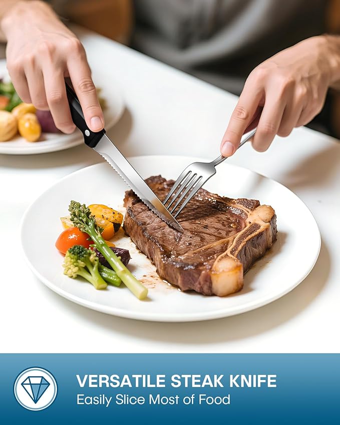 Stapava 72-Piece Silverware Set with Steak Knives, Food-Grade Stainless Steel Flatware Set for 12 Mirror Polished Cutlery Utensil Sets Include Forks Spoons and Knives Set Dishwasher Safe